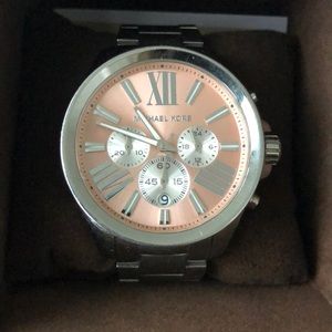Michael kors unique pink face silver watch